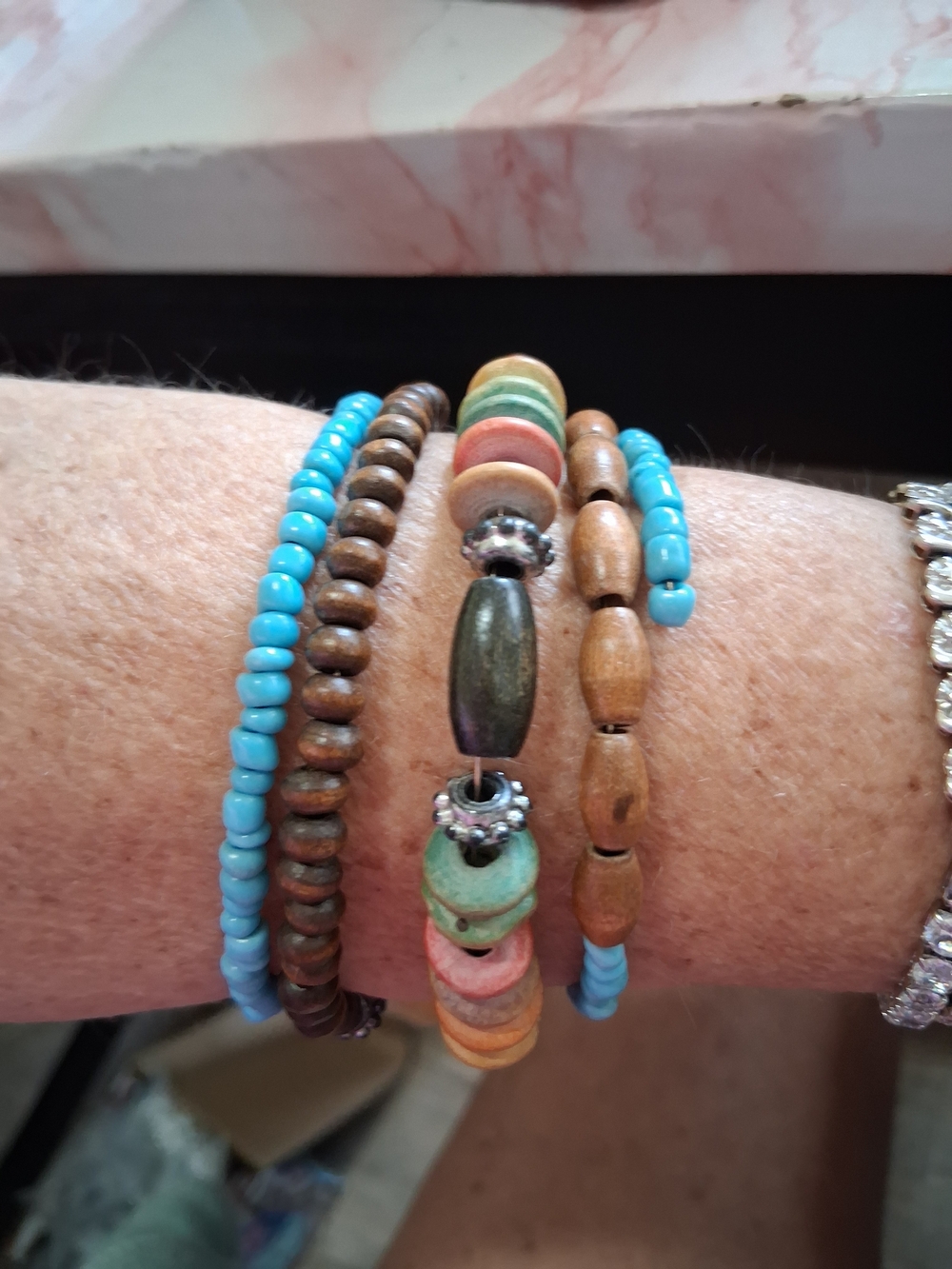 Handcrafted Multi-Color Beaded Stretch Bracelet Set
